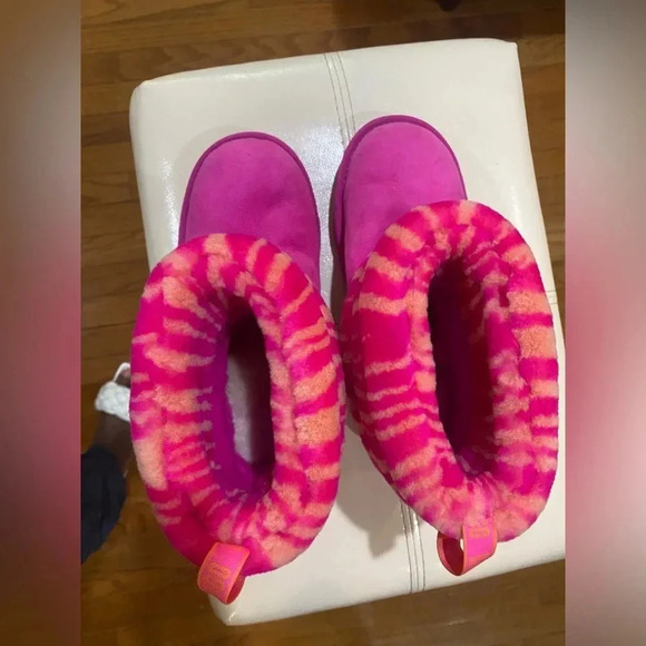 Uggs Kids Fluff Mini Quilted Zebra Kids Slippers Sz 3 - Picture 3 of 8